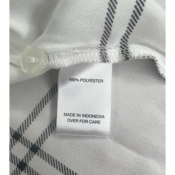 FORTUNE + IVY Christelle White & Black Plaid Button Down Blouse 3/4 Sleeve XL - Picture 10 of 16
